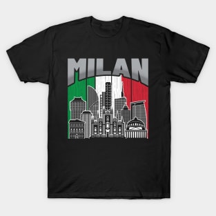 Milan Italy Skyline Vintage Flag T-Shirt